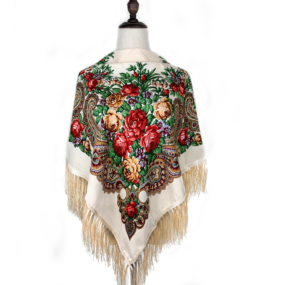Bandana Cotton - 115*115cm Luxury Floral Print Russian Square