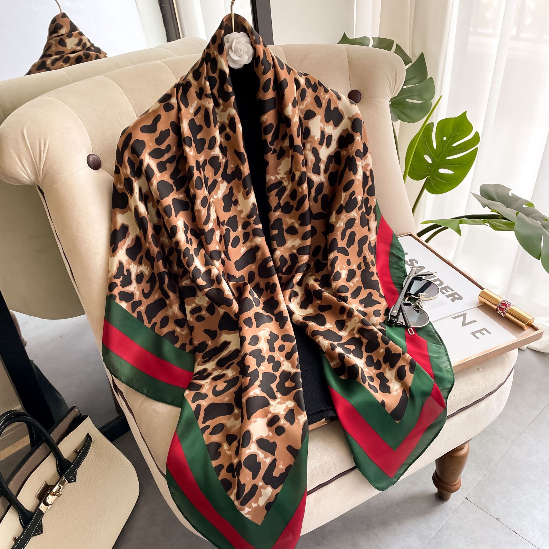 Face Scarf Mask - 110cm Large Shawl Silk Square Scarf