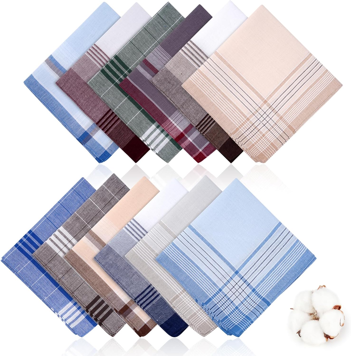 Handkerchief Cotton Men - 12 Pcs Cotton Handkerchiefs for Men,