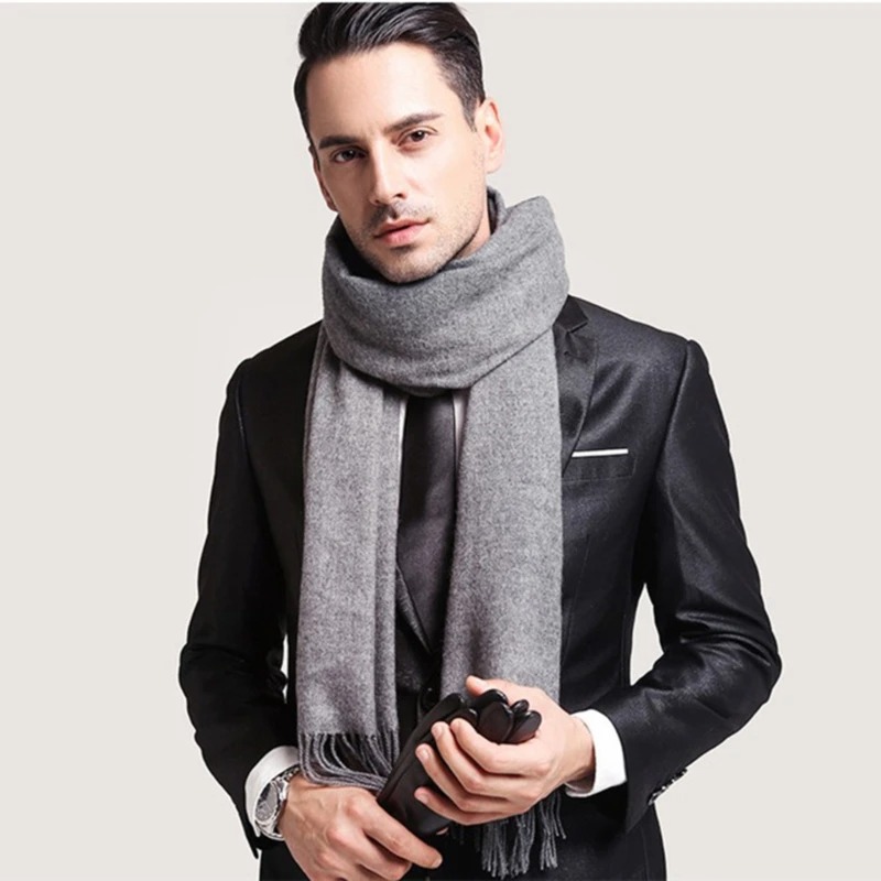 2025 Wool Scarves Winter Soft  - Muffler Men Wool review and price