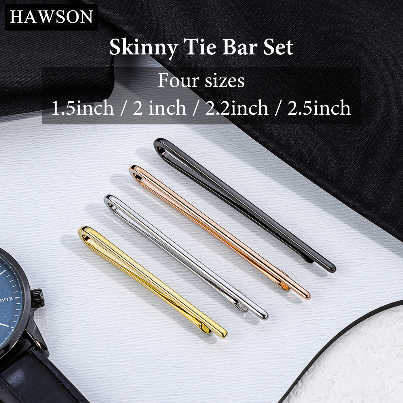 HAWSON Tie Clips for Men 4Pcs  - Tie Bar Set Gift review and price