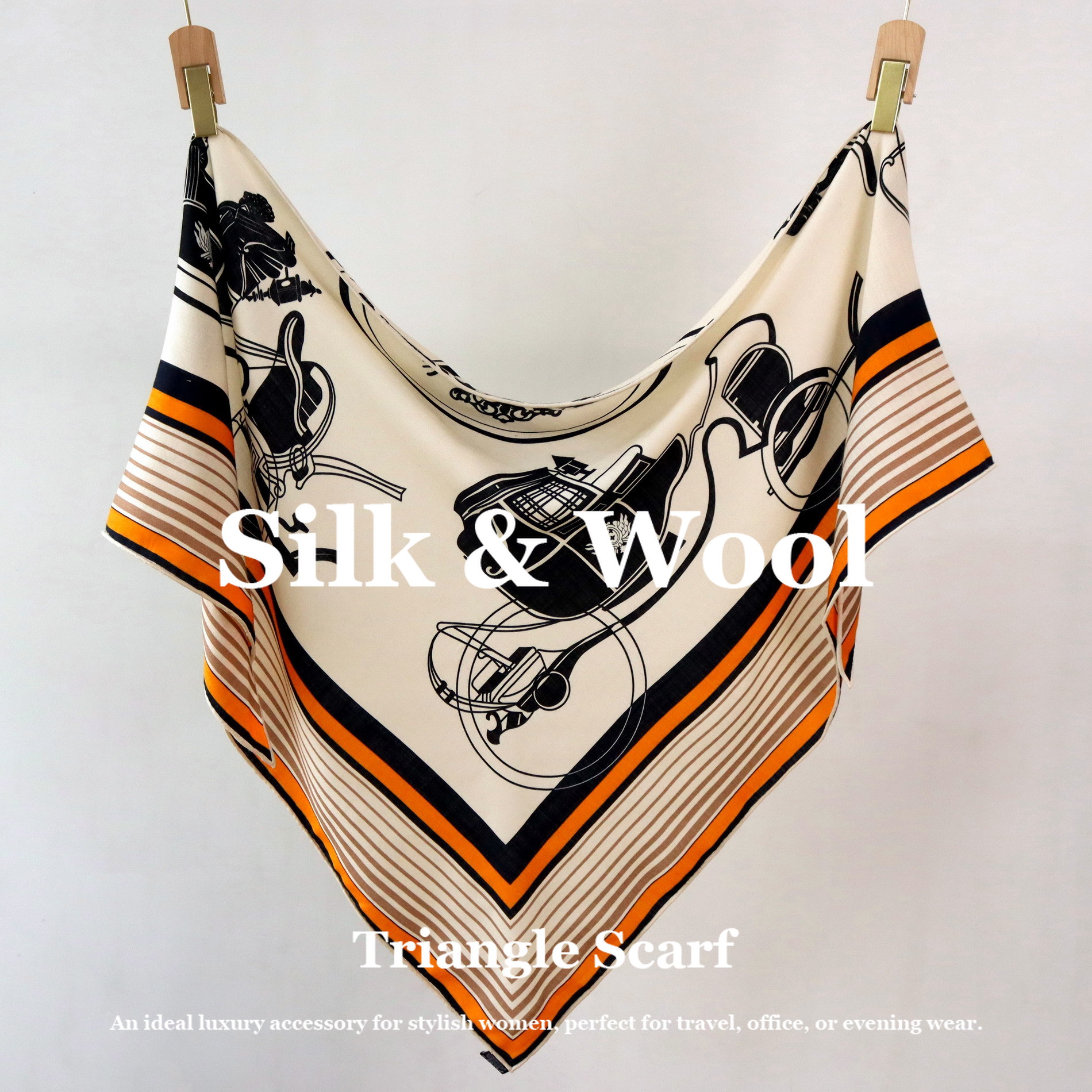 Vintage Equestrian Print Silk  - Pashmina Wrap Large review and price