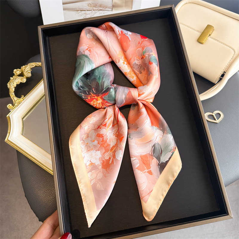 2026 New Floral Print Silk Squ - Face Scarf Mask review and price