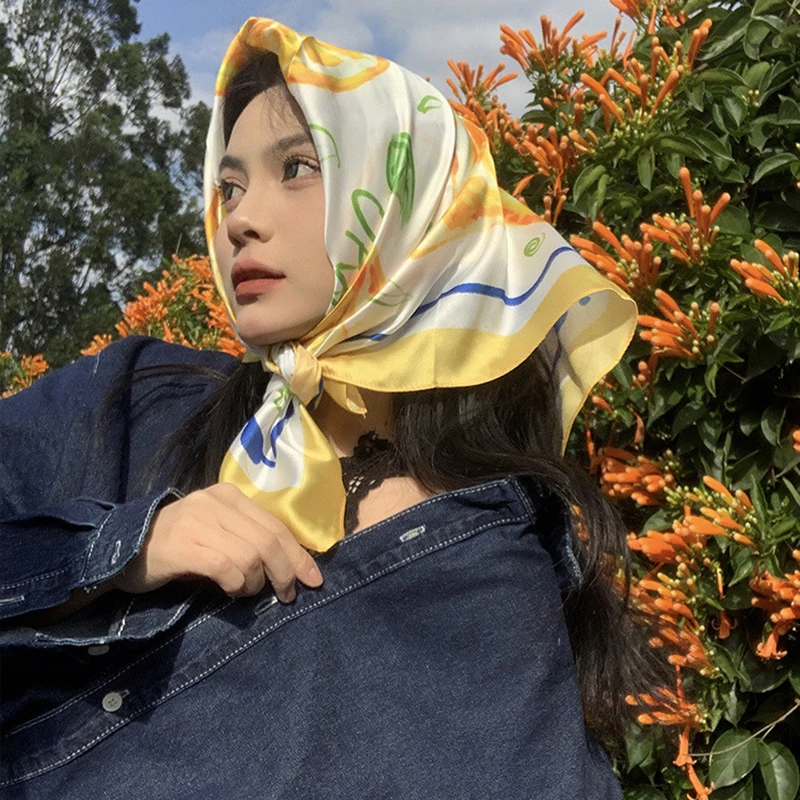 70cm Square Lemon Print Yellow - Ascot Neck Scarf review and price