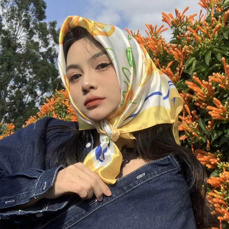 70cm Square Lemon Print Yellow - Ascot Neck Scarf review and price