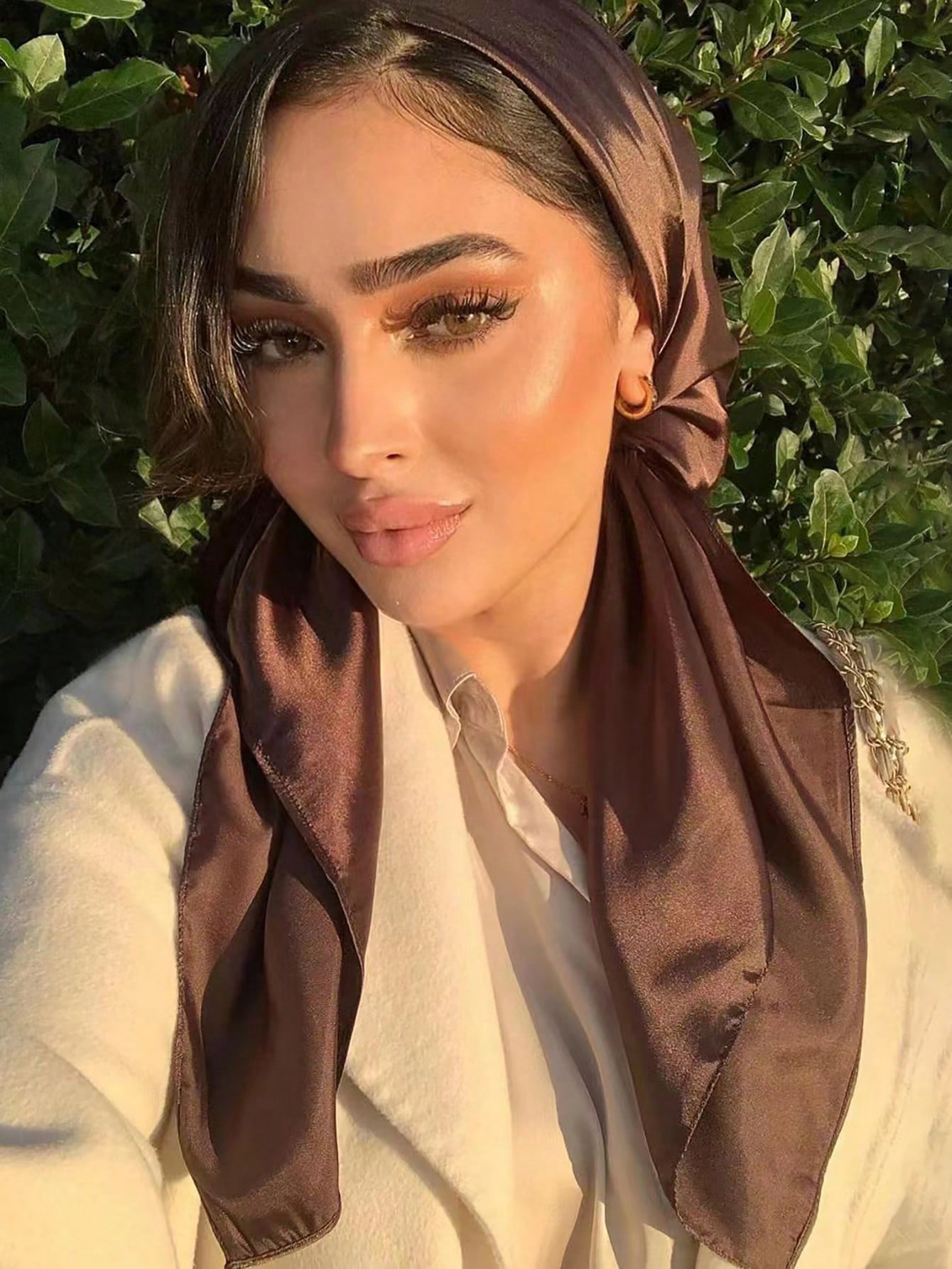 1pc Women White Silk Scarf, Ve - Scarf Silk Square review and price