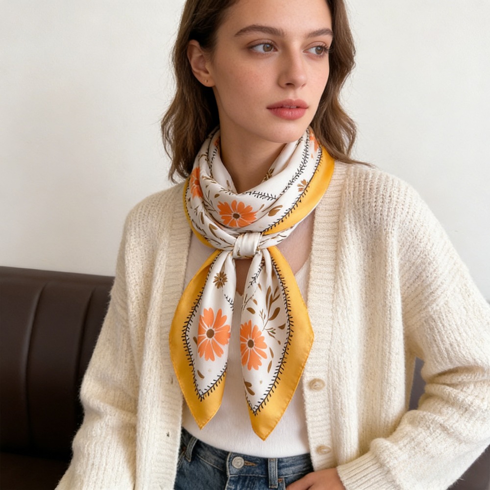 1Pc new printed fashion silk s - Scarf Silk Square review and price