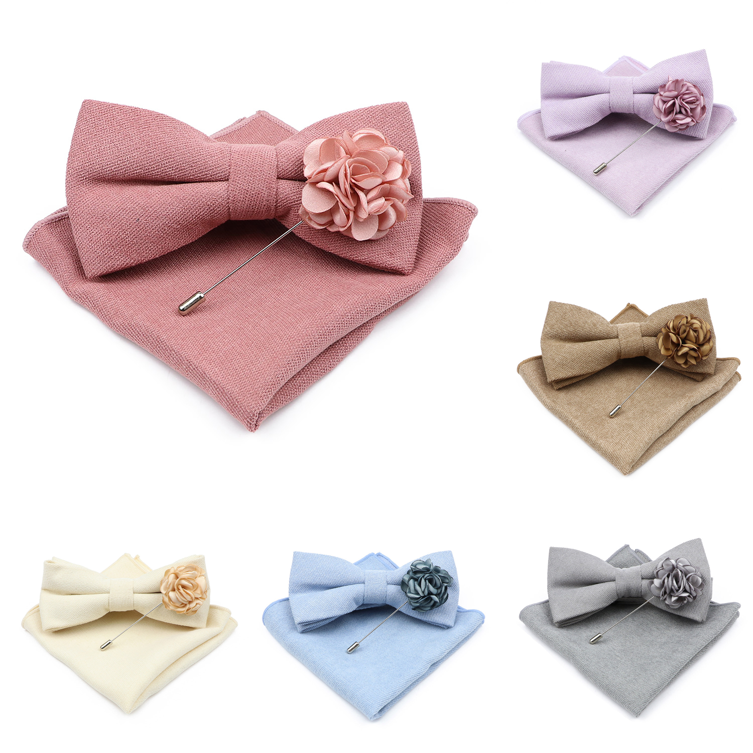 Mens Solid Color Cotton Bowtie - Handkerchief Cotton Men review and price