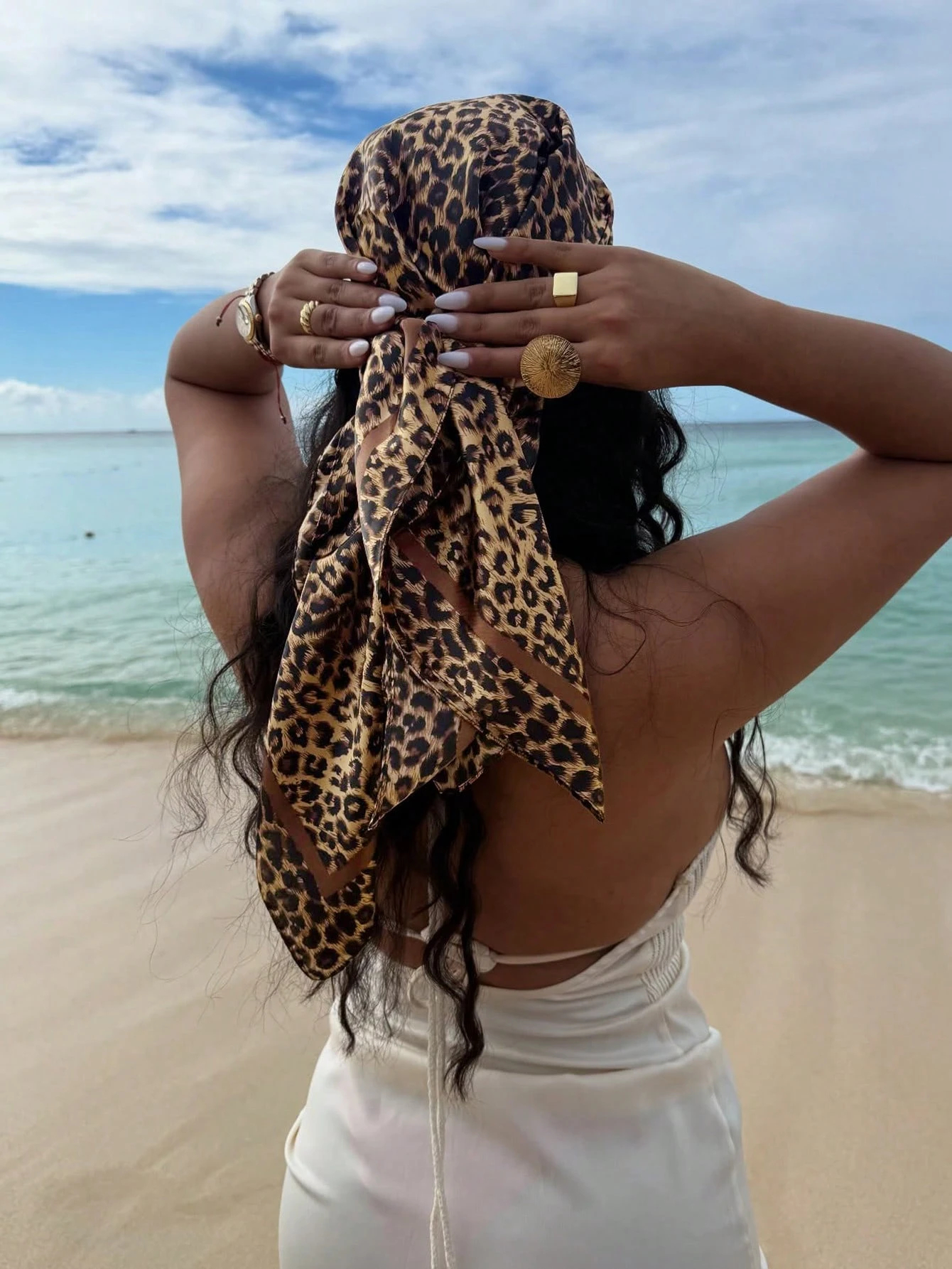 90cm Leopard Print Neckerchief - Head Wrap Turban review and price