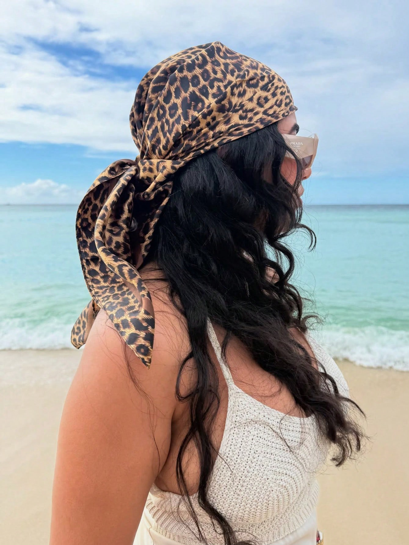 90cm Leopard Print Neckerchief - Head Wrap Turban review and price