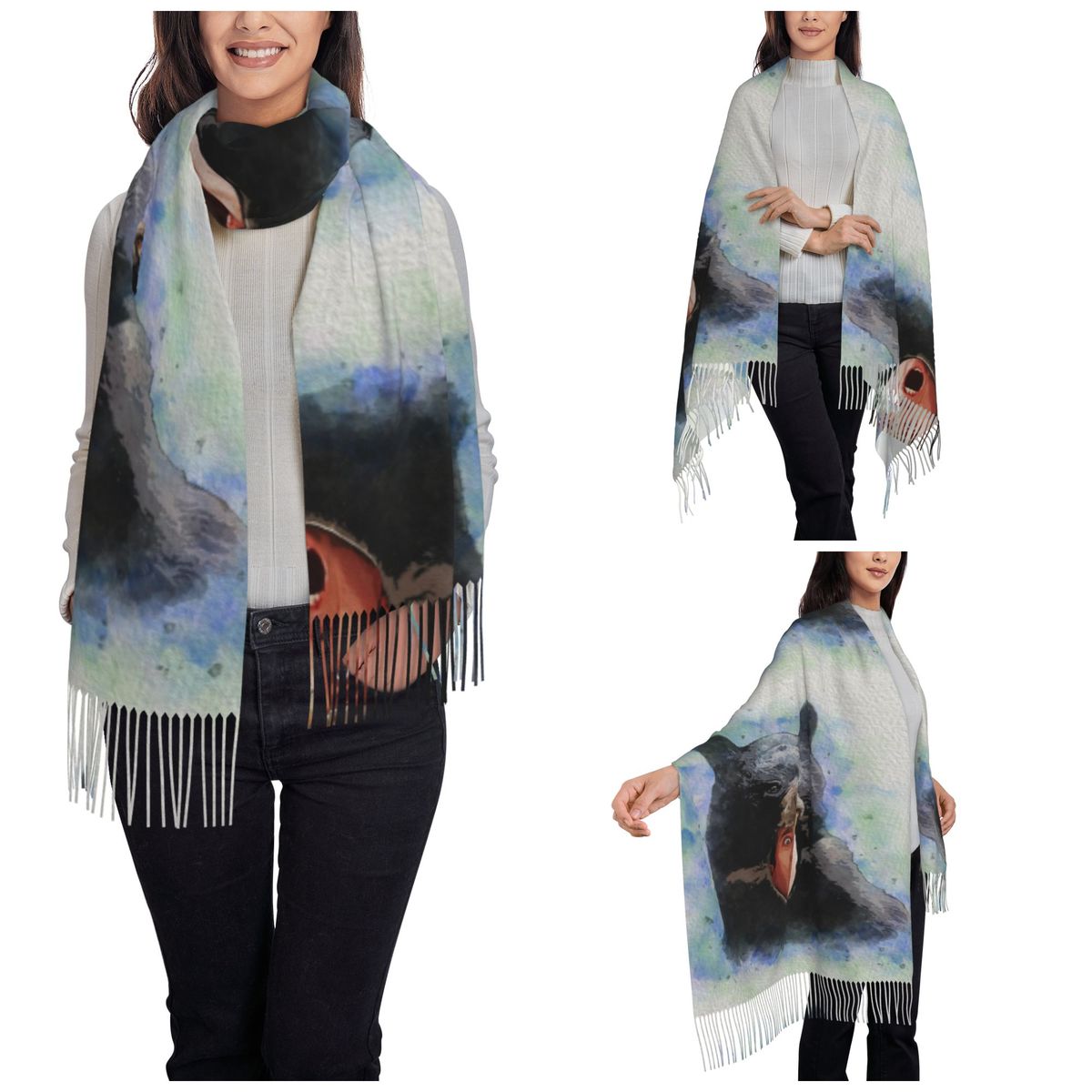 Cage Bear Watercolor Scarf for - Pashmina Wrap Large review and price