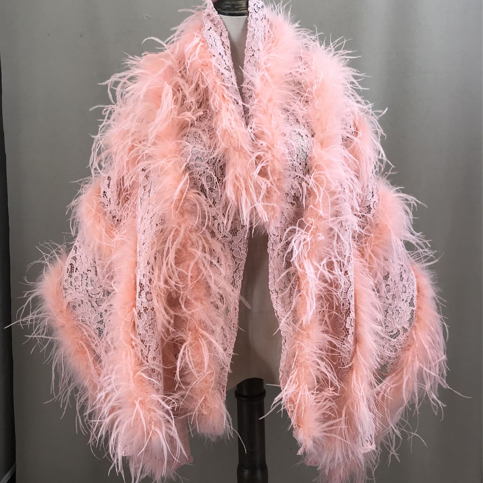 Real Ostrich Feather Lace Shaw - Stole Wedding Shawl review and price