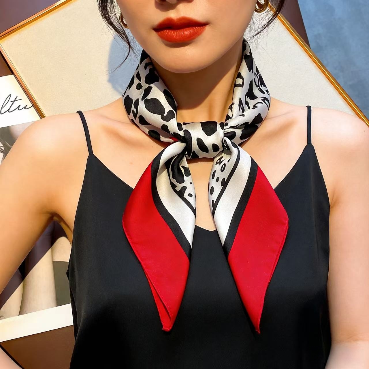 1pc Faux Silk Retro Leopard Pr - Bandana Cotton review and price