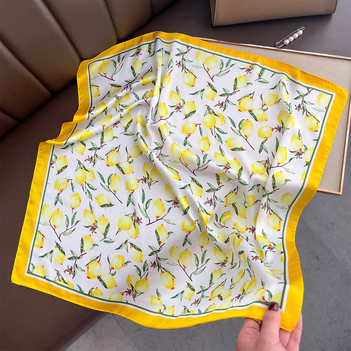 2025 New Yellow Lemon Print Sq - Face Scarf Mask review and price