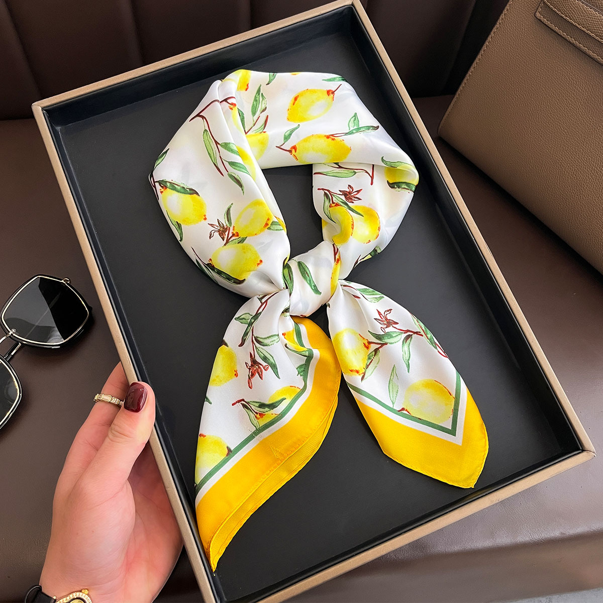 2025 New Yellow Lemon Print Sq - Face Scarf Mask review and price