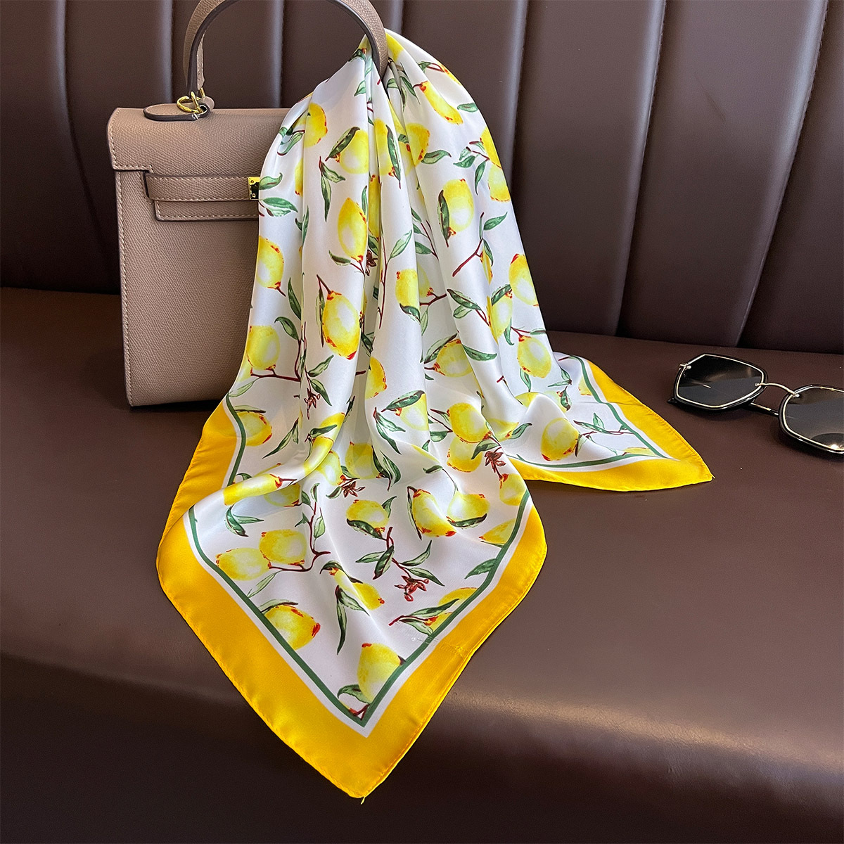 2025 New Yellow Lemon Print Sq - Face Scarf Mask review and price