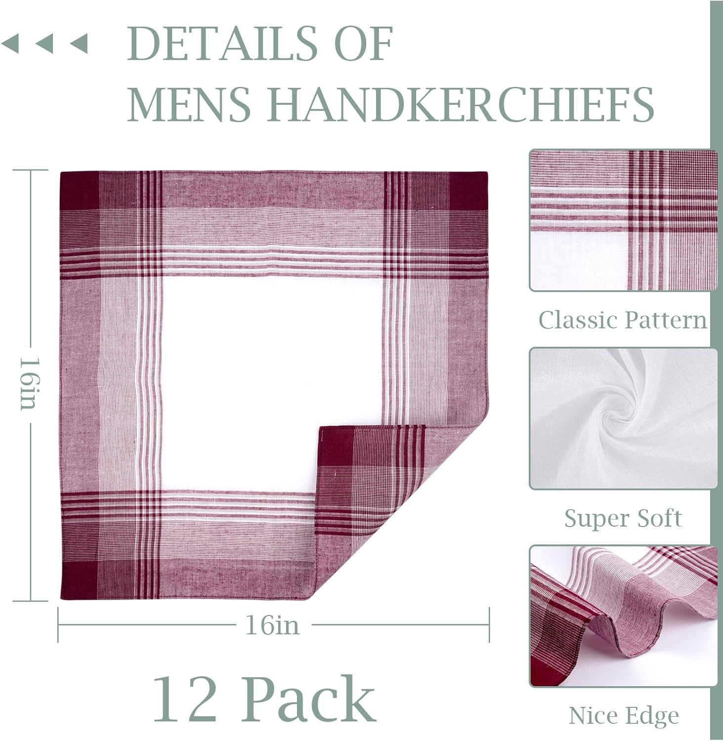 12 Pcs Cotton Handkerchiefs fo - Handkerchief Cotton Men review and price