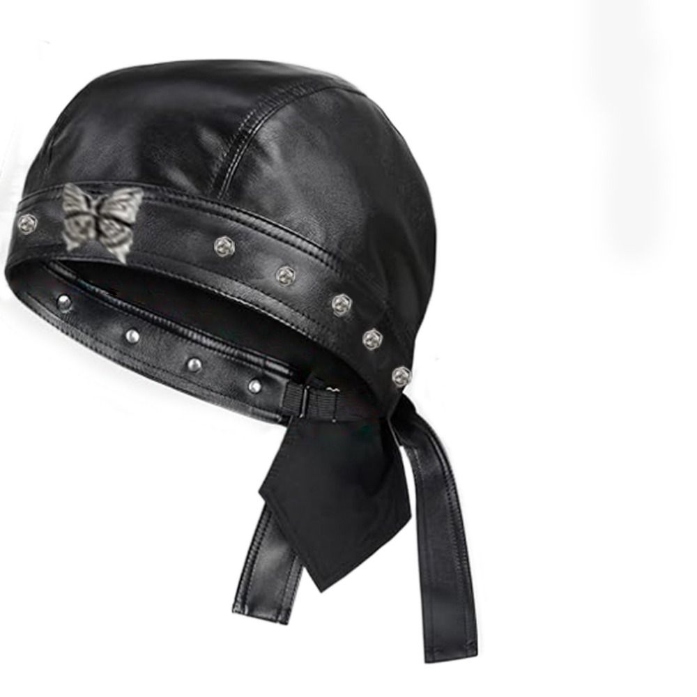PU Leather Black Biker Cap Doo - Bandana Doo Rag review and price