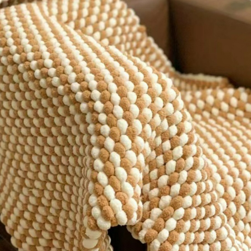 130G/Roll Pompom Yarn Mixed Co - Woven Scarf Blanket review and price