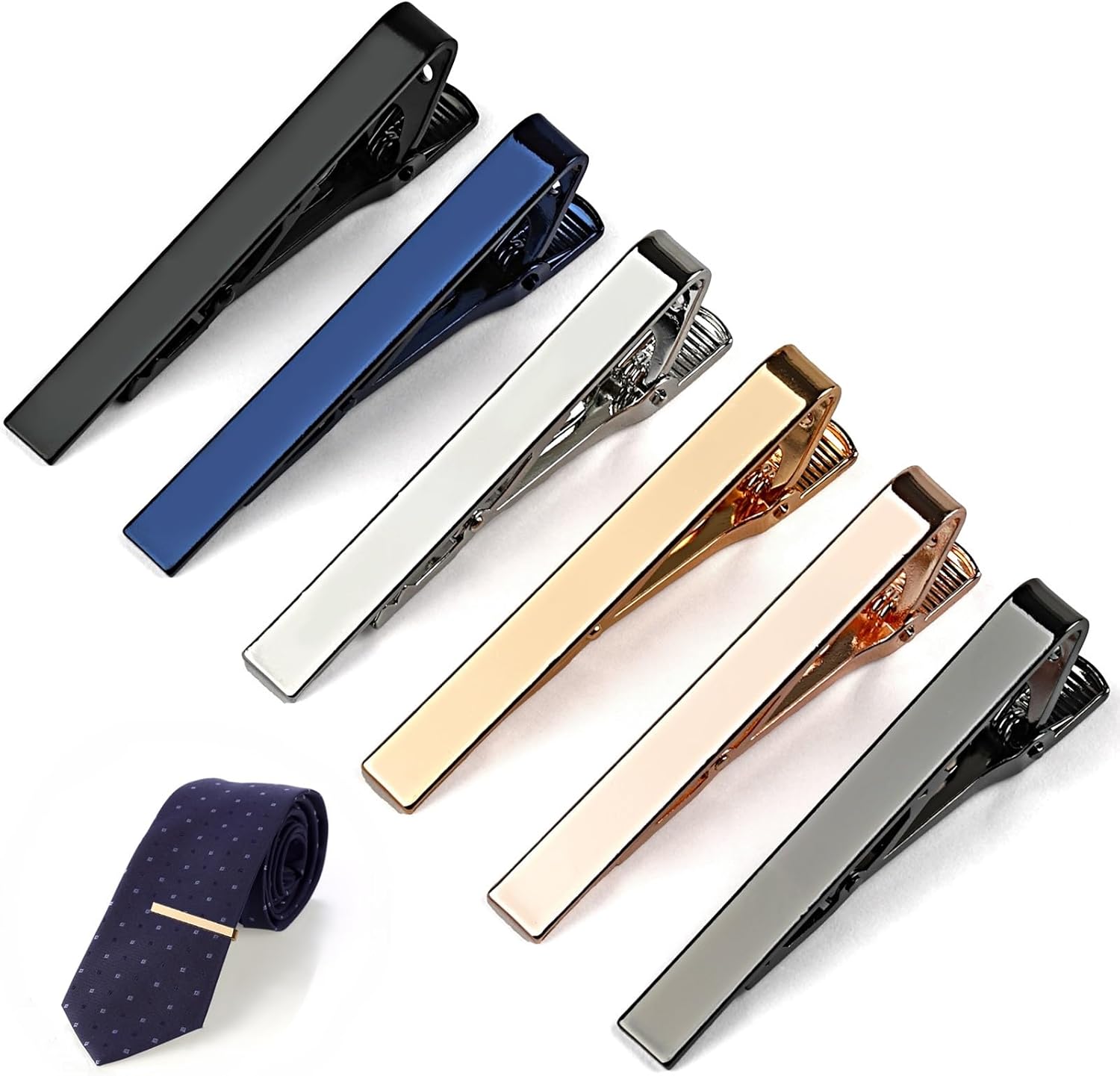 6 Tie Clips for Men, Classic S - Tie Bar Set Gift review and price