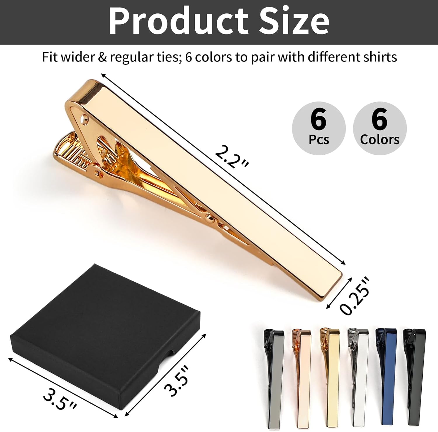 6 Tie Clips for Men, Classic S - Tie Bar Set Gift review and price