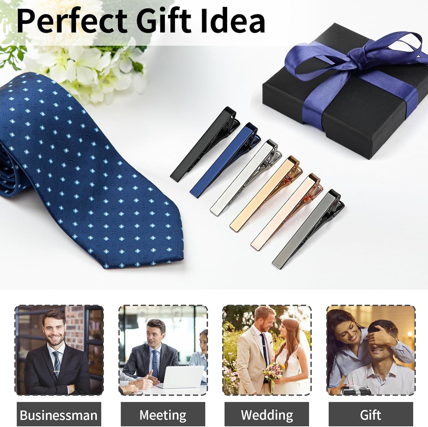 6 Tie Clips for Men, Classic S - Tie Bar Set Gift review and price