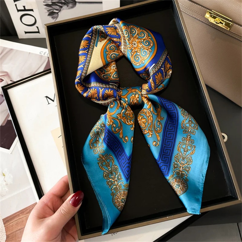 Women 70x70cm Printed Silk Pas - Ascot Neck Scarf review and price